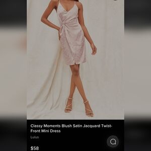 Lulu's Blush Satin Jacquard Twist-Front Mini Dress